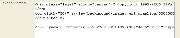 Paste installation string into the footer box.