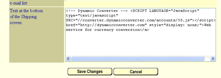 Paste the installation string into the footer box.