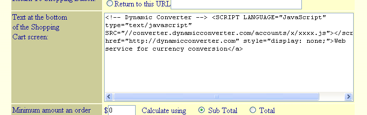 Paste the installation string into the footer box.